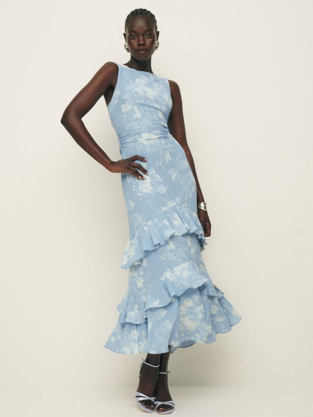Reformation Magnus Dress In Patience Blue Floral